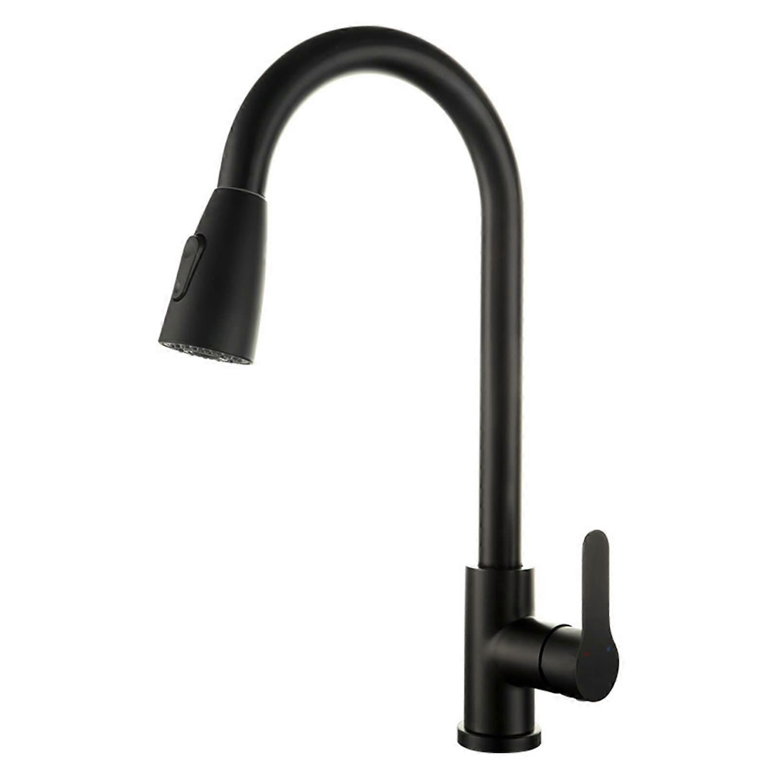 304 Stainless Steel Kitchen Faucet Hot Cold Water Mixer Tap Single Handle Pull Out Sprayer Y-36870-C