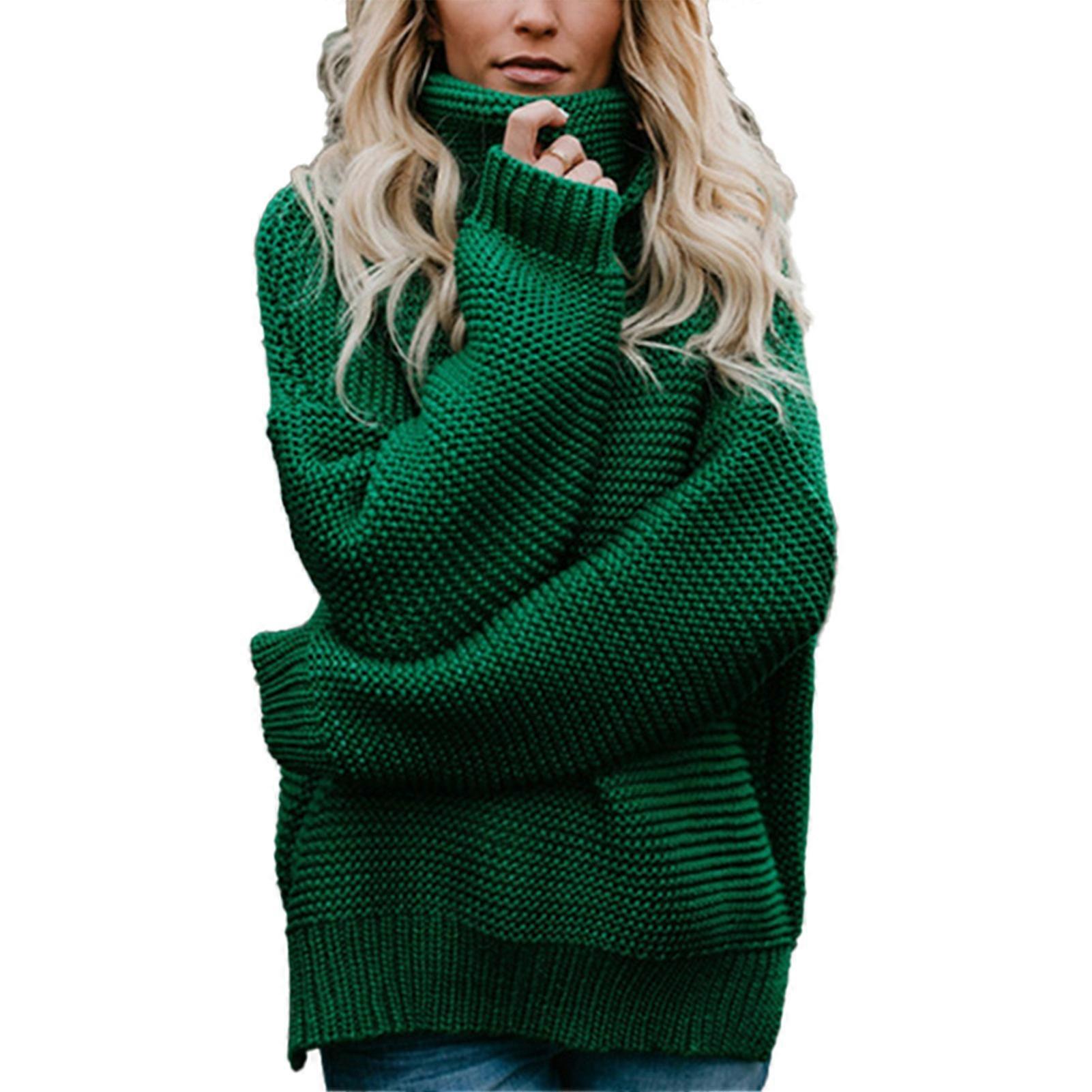 Pullover Stand Collar Solid Color Side Slit Comfortable Simple Loose Type Women Top