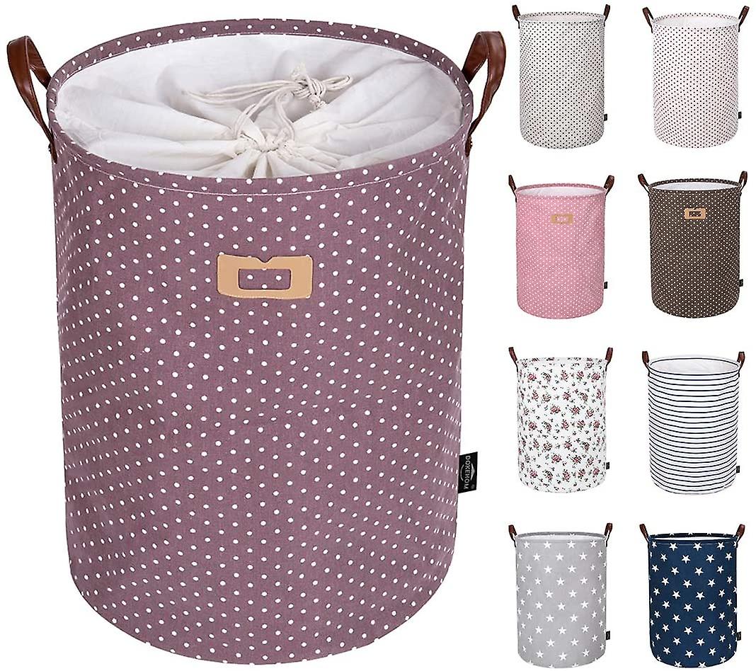 Thickened Foldable Round Storage Laundry Baskets, Cotton (purple, 19 "/ L)