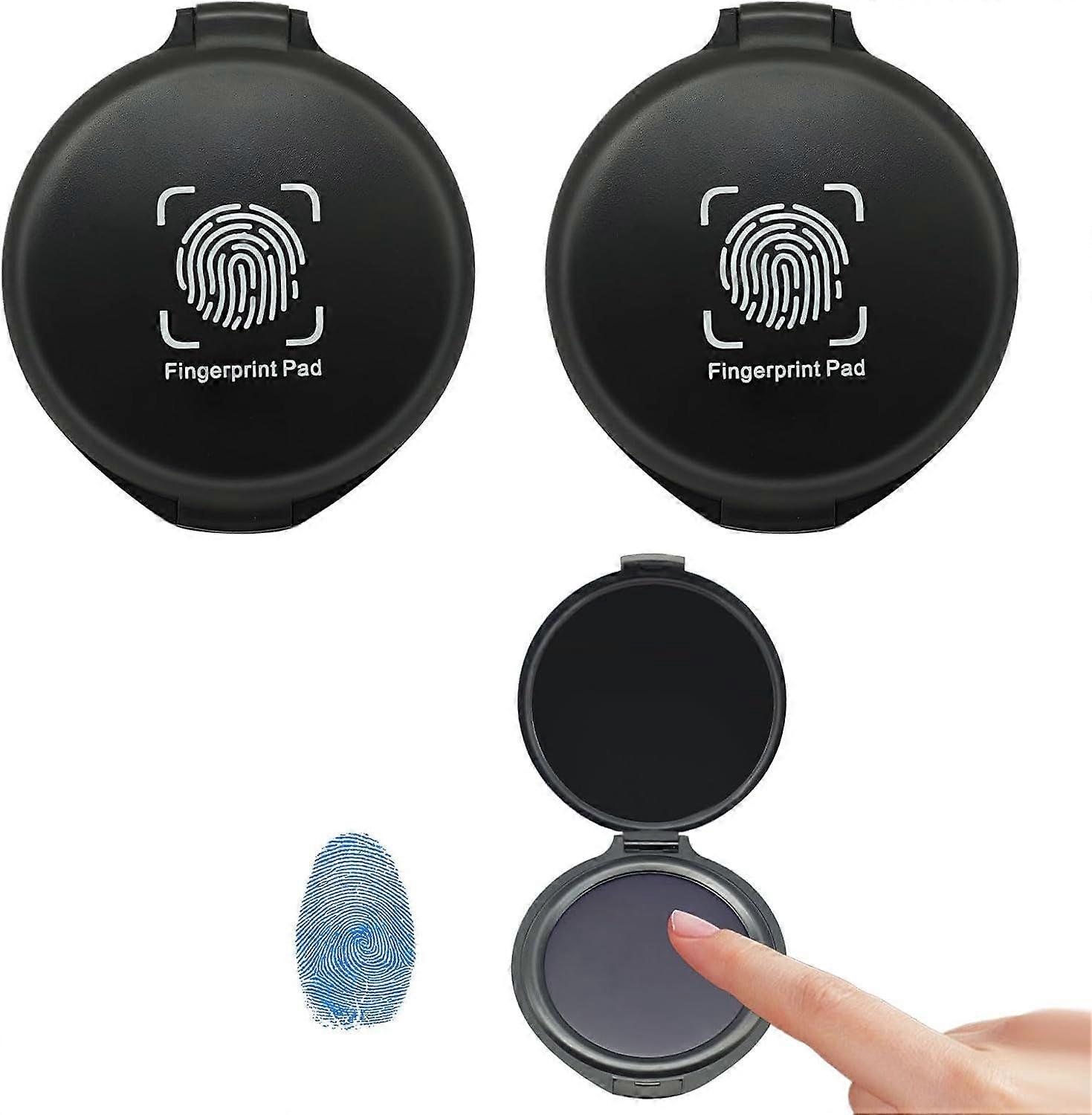 Fingerprint Ink Pad,2 PCS Finger Print Ink Pads,Blue Thumbprint Ink Pad,Ink Pad for Fingerprints Portable Fingerprint Kit for Security ID Fingerprint