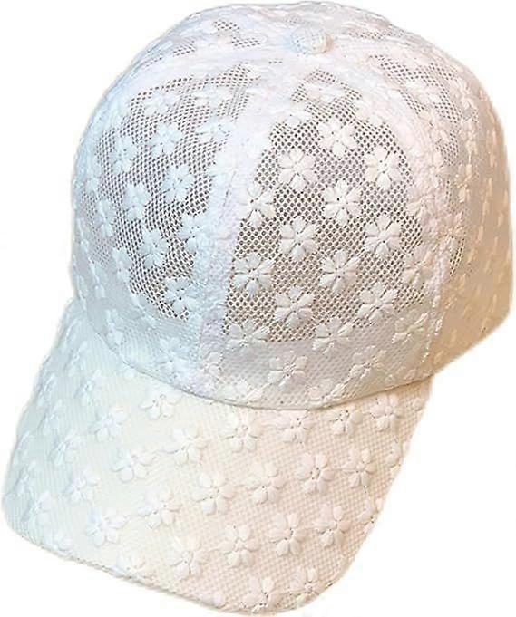 Lady's Embossing Flower Lace Lightweight Baseball Cap Sun Hat with Adjustable Strap