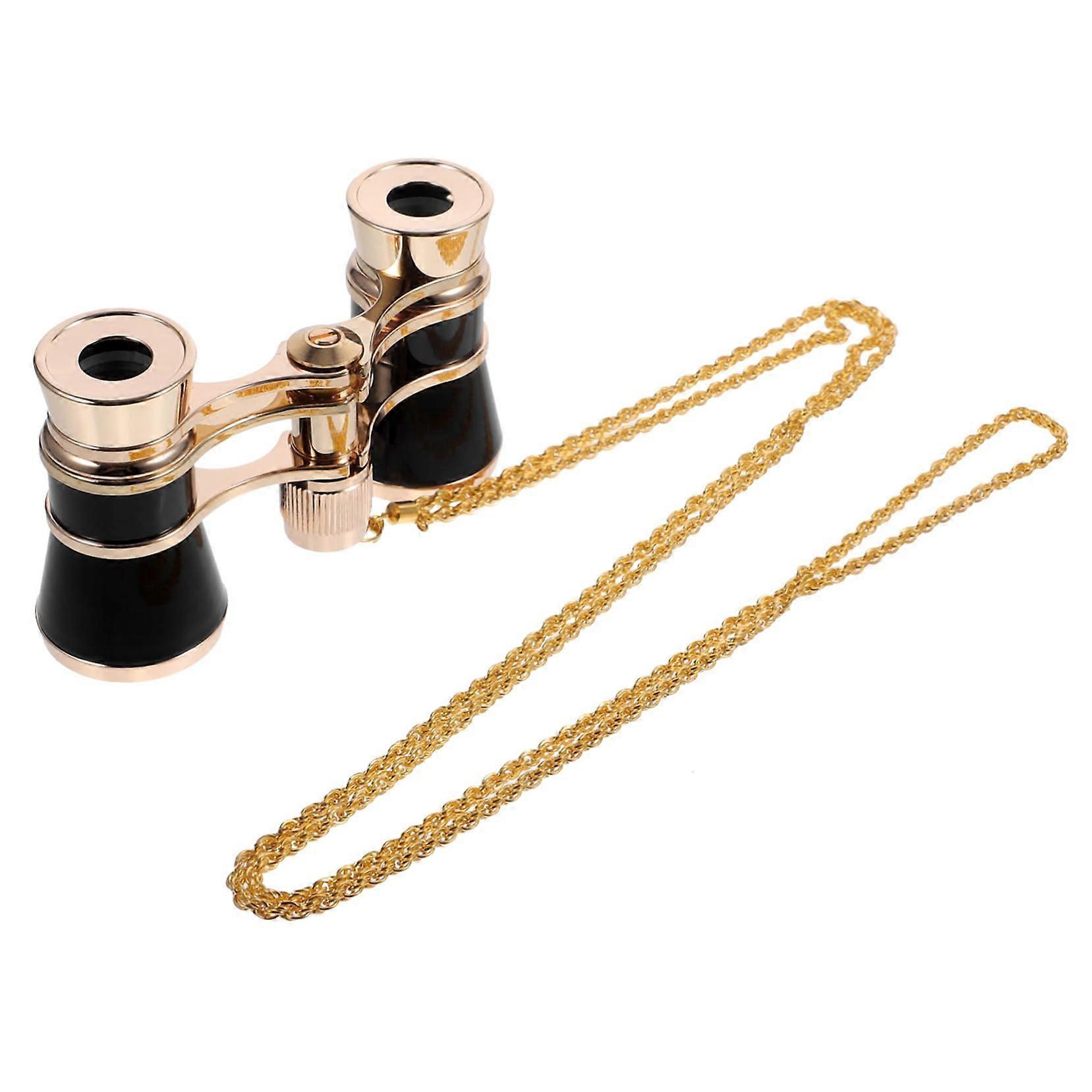 Handheld Mini Telescope Binoculars for Adults, Compact Outdoor Opera Glasses with Gold Chain, Lightweight Travel Scope