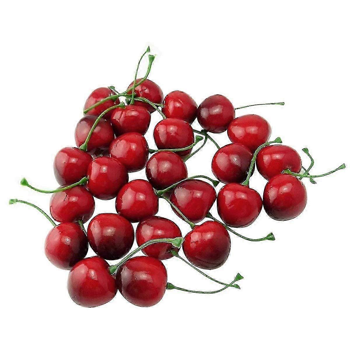 Fake Cherry,50pcs Artificial Cherries,artificial Fruits Model Fruit, Fake Red Cherries,artificial Lifelike Simulation Small Red Black Cherries,for Hom