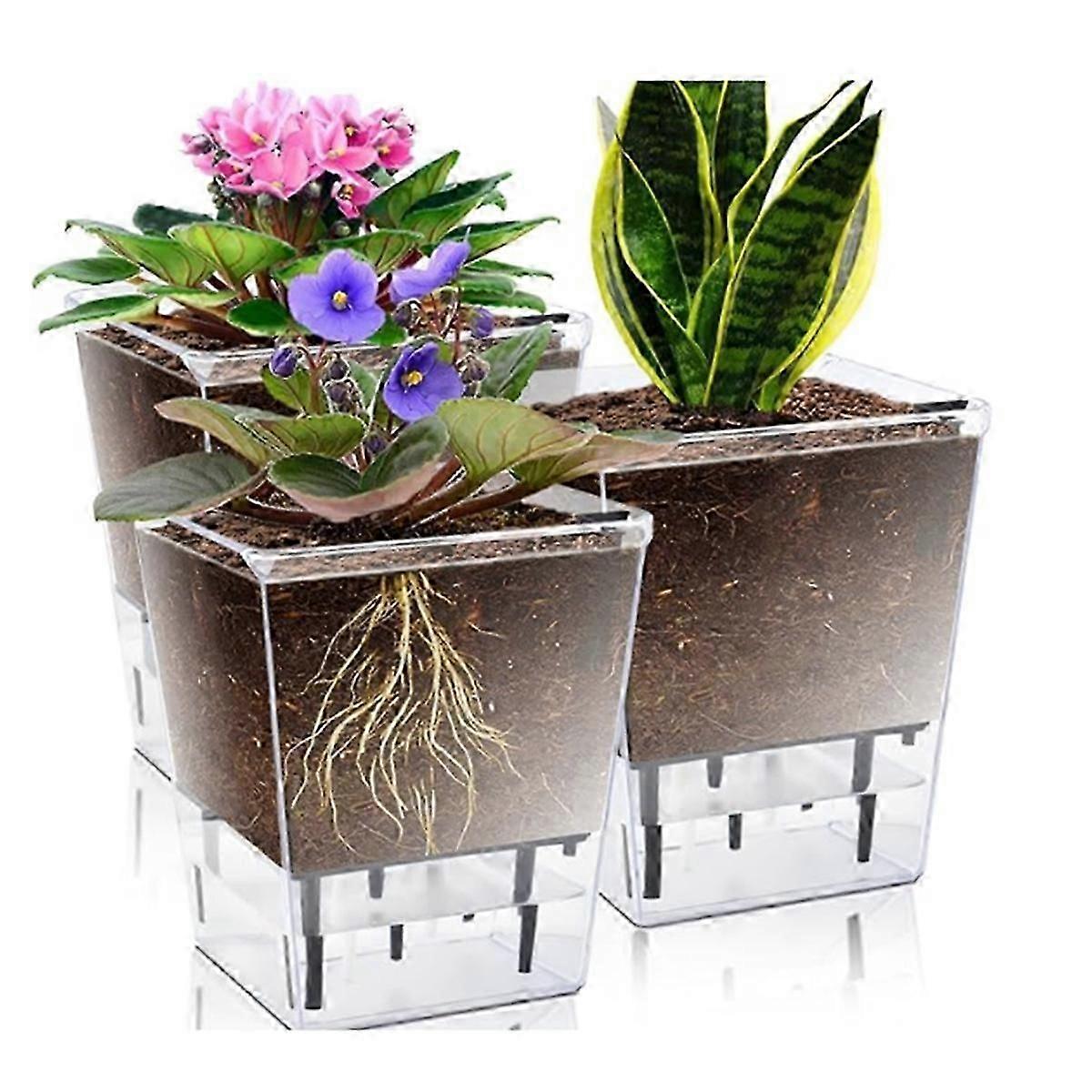 Self Watering Pots Set, 3 Pack 5 Inch Self Watering Pots