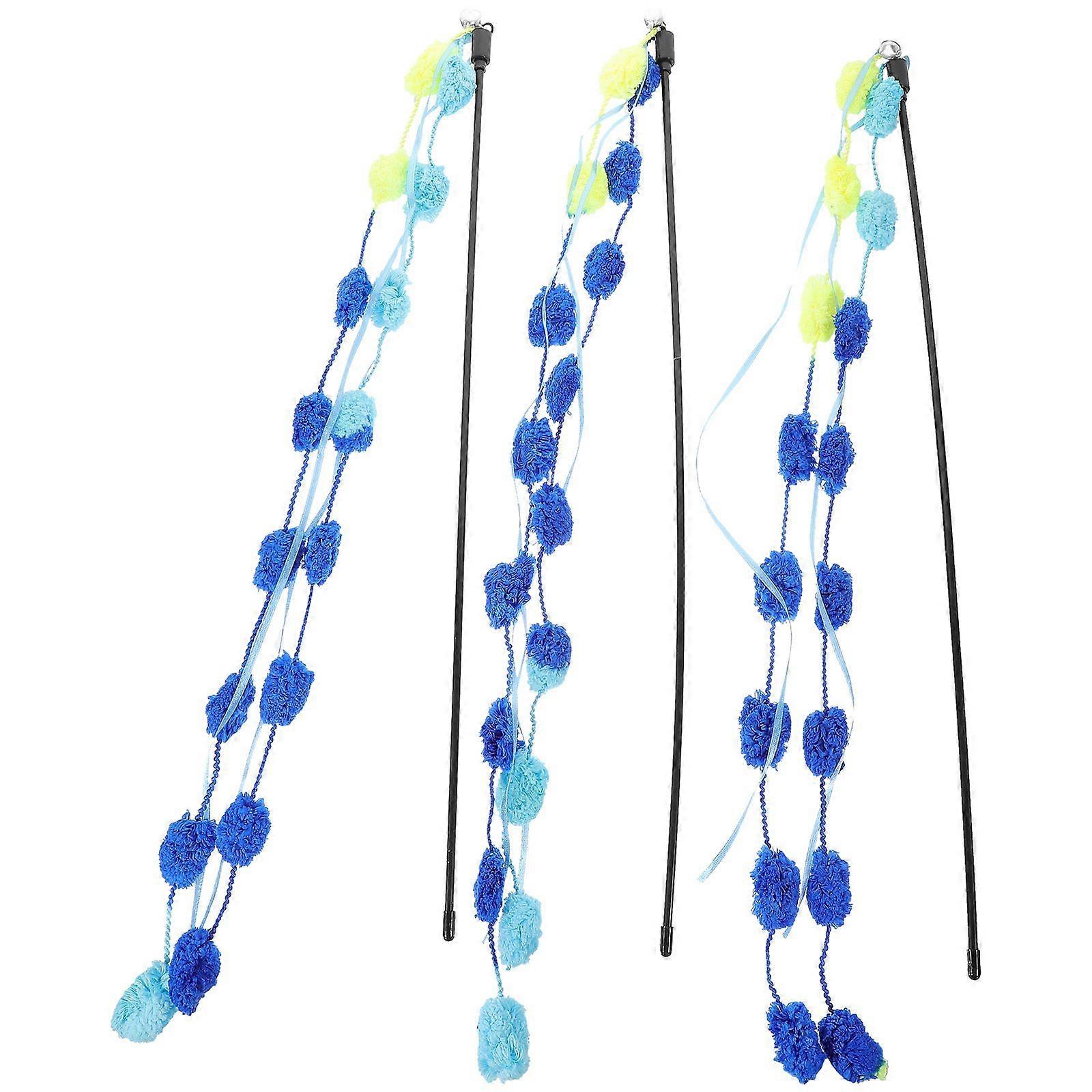 3pcs Cat Toys Plush Cat Wands Interactive Cat Toys Colorful Cat Teaser Wands Interactive Cat Toys