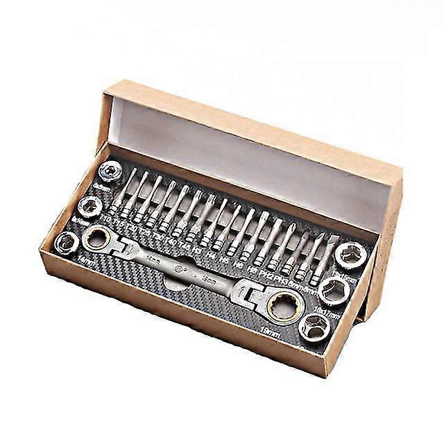 Funct Ratcheting Socket Wrench Set Box End Wrench Metric With Adapter Socket Screwdriver Bit B Pipe Auto Rep Tool