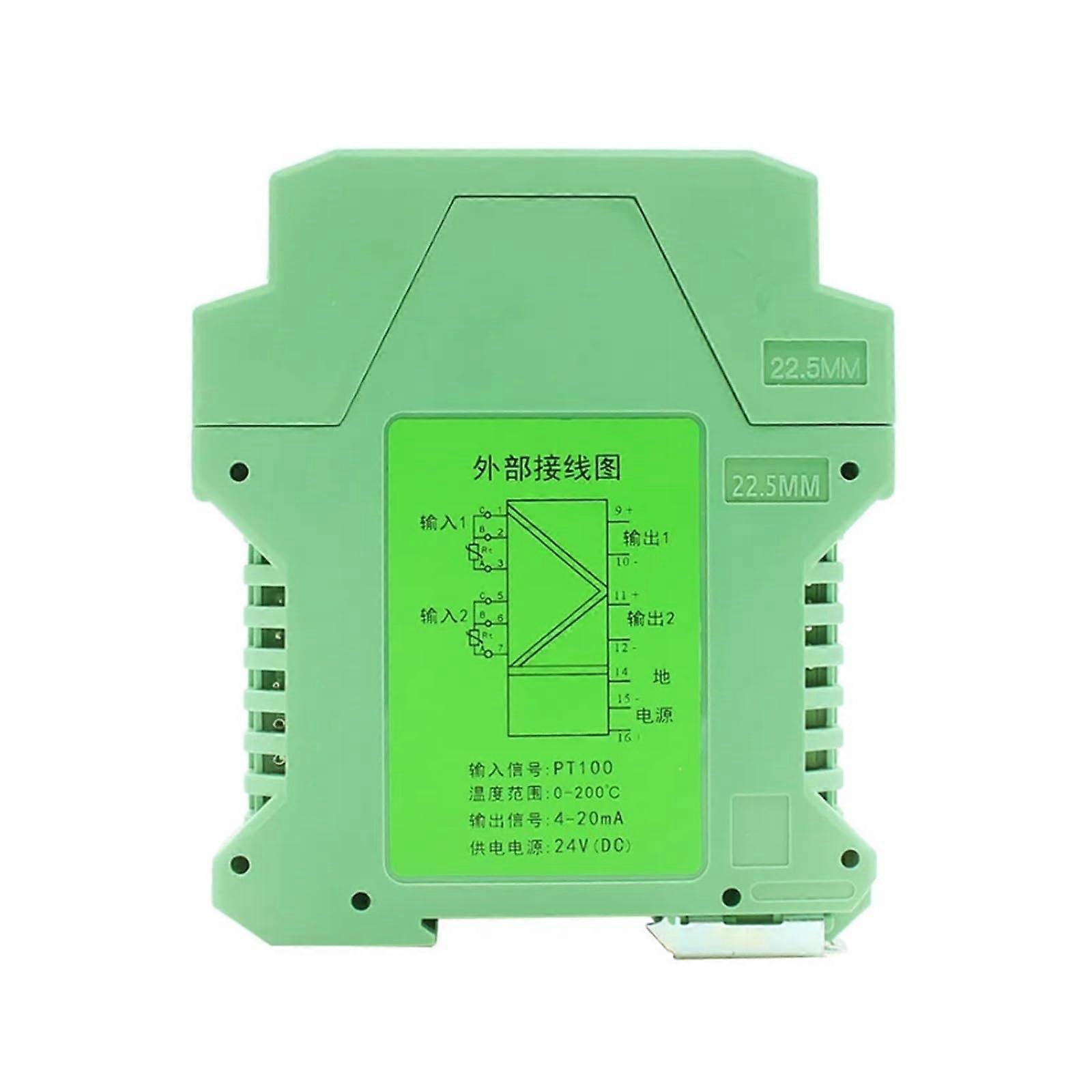 1pcs PT100 Pt1000 Temperature Transmitter DC24V 420mA Output Signal Isolator Converter(1 in 2 Out,0500DC24V010MA)