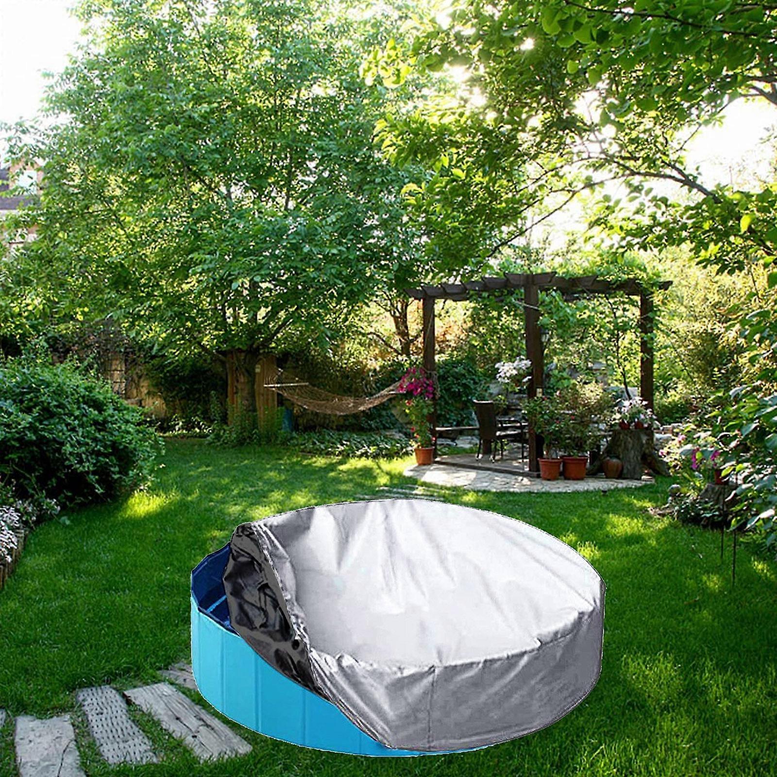 Foldable Round Sunscreen Dustproof Swimming Pool Cover, Specification: Silver+Black 82x30cm