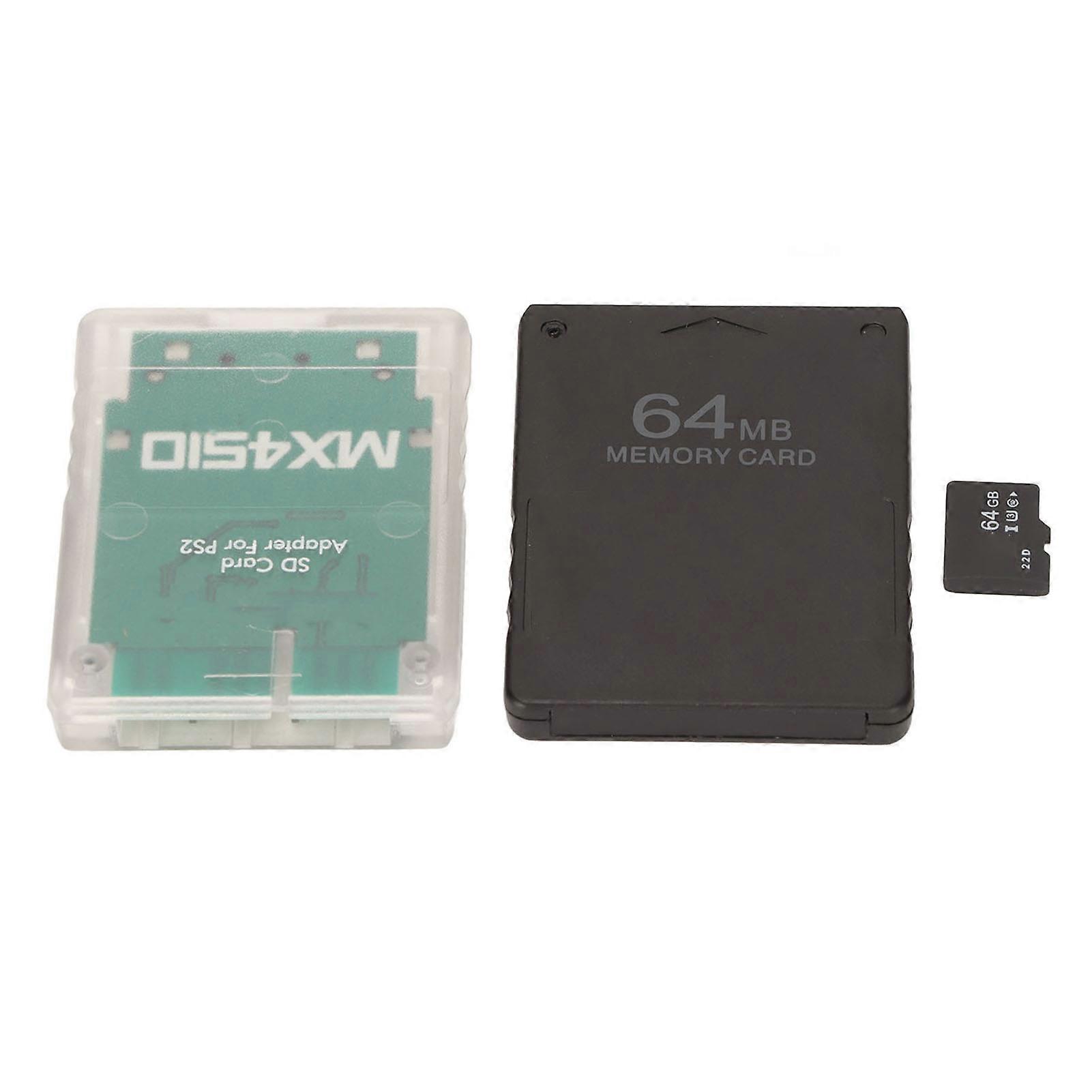 Memory Card Reader Stable Replacement Memory Adapter with 64G Memory and FMCB 64MB Game Card for PS2