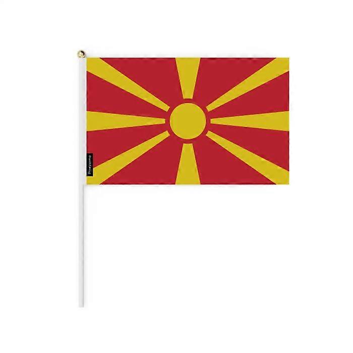Set of Mini Flags – North Macedonia – 14 x 21 cm – Handheld – Polyester - 100 pieces