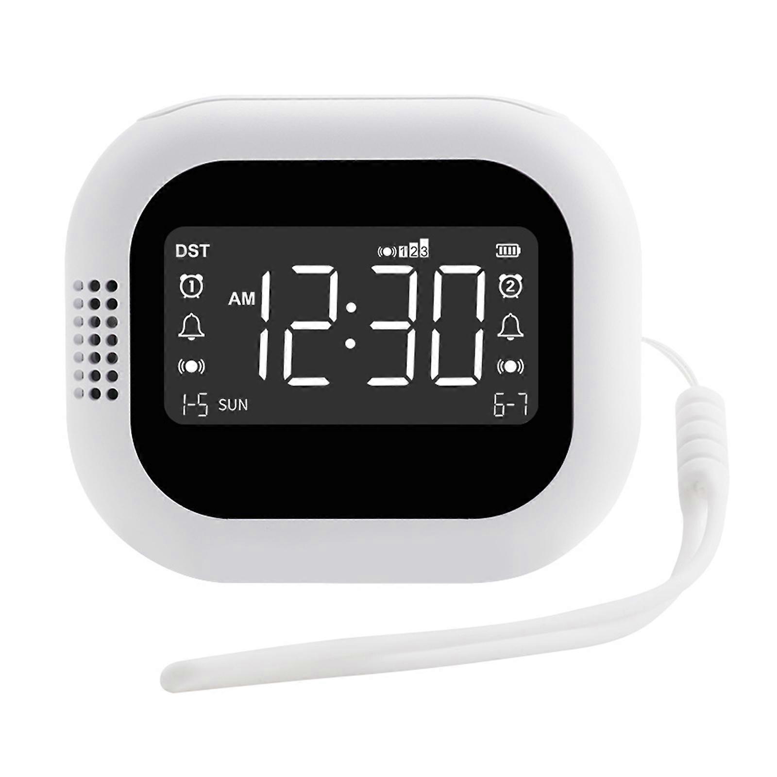 Rechargeable Vibrating Alarm Clock for Heavy Sleepers Adjustable Vibration Strength LCD Display 2 Alarms Snoozes Clock