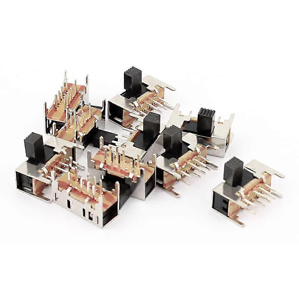 3 Position 2P3T 8 Pin PCB Panel Mini Micro Right Angle Slide Switch - 10 Pack, Compact Size, Durable Design