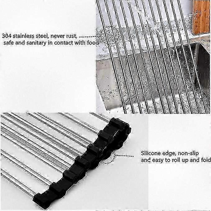 Foldable Triangle Dish Drainer for Sink, Portable Roll Up Drying Rack, Corner Drain Rack for Easy Use, Includes Reusable Nylon C for Efficient Drying