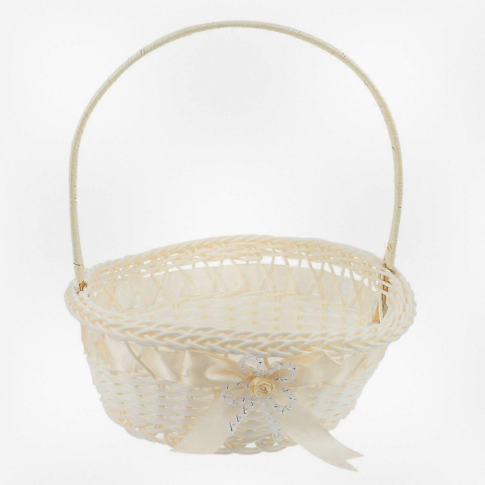 Woven Hand Basket for Fruits and Flowers, Plastic Wicker Picnic Basket with Handle Suitable for Various Uses