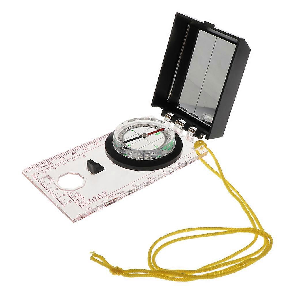 Map Ruler Mirror Scale Navigation Compass Scouts Survival Outdoor Camping Kits  Black