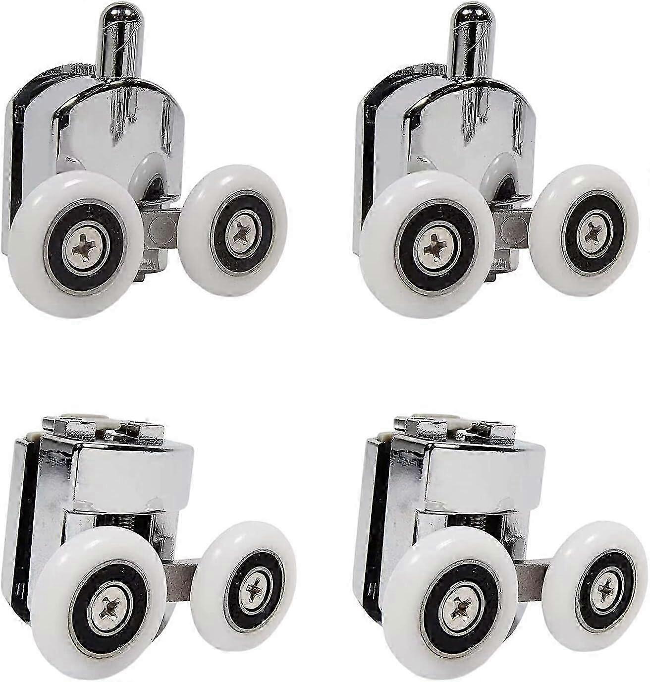 4 Shower Rollers Set for Double Sliding Door (2 Top + 2 Bottom, 25mm)