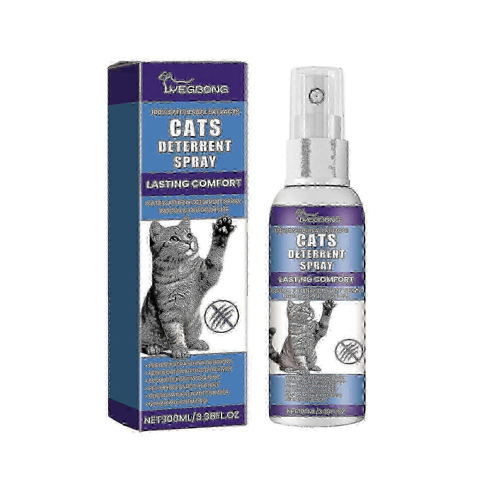 Cat Deterrent Spray, Stops Cats from Peeing & Scratching, Lemon & Coptis, Safe for Furniture
