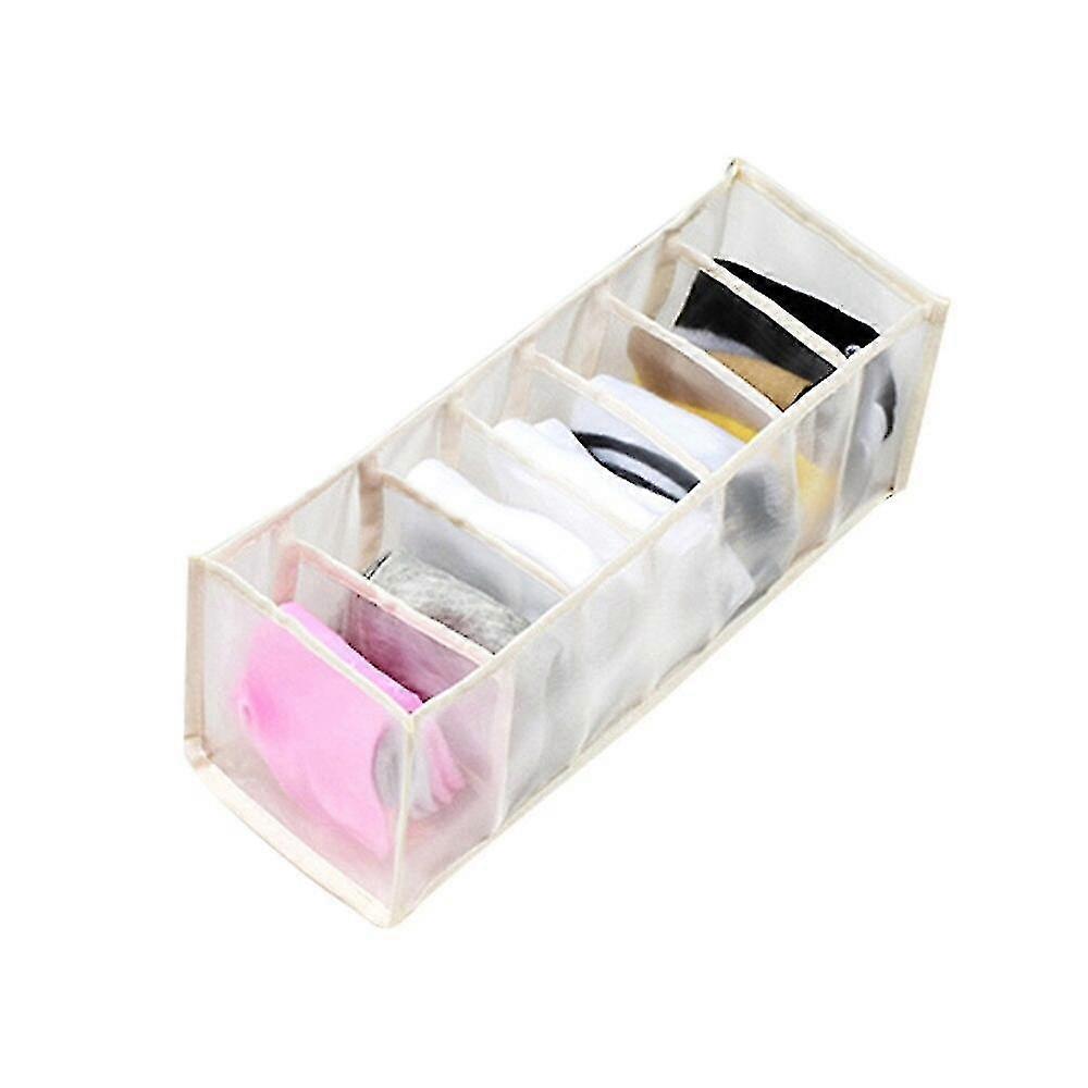 Εσώρουχα Σουτιέν Organizer Κουτί αποθήκευσης - 7 πλέγματα μπεζ συρτάρι Ντουλάπα Organizer