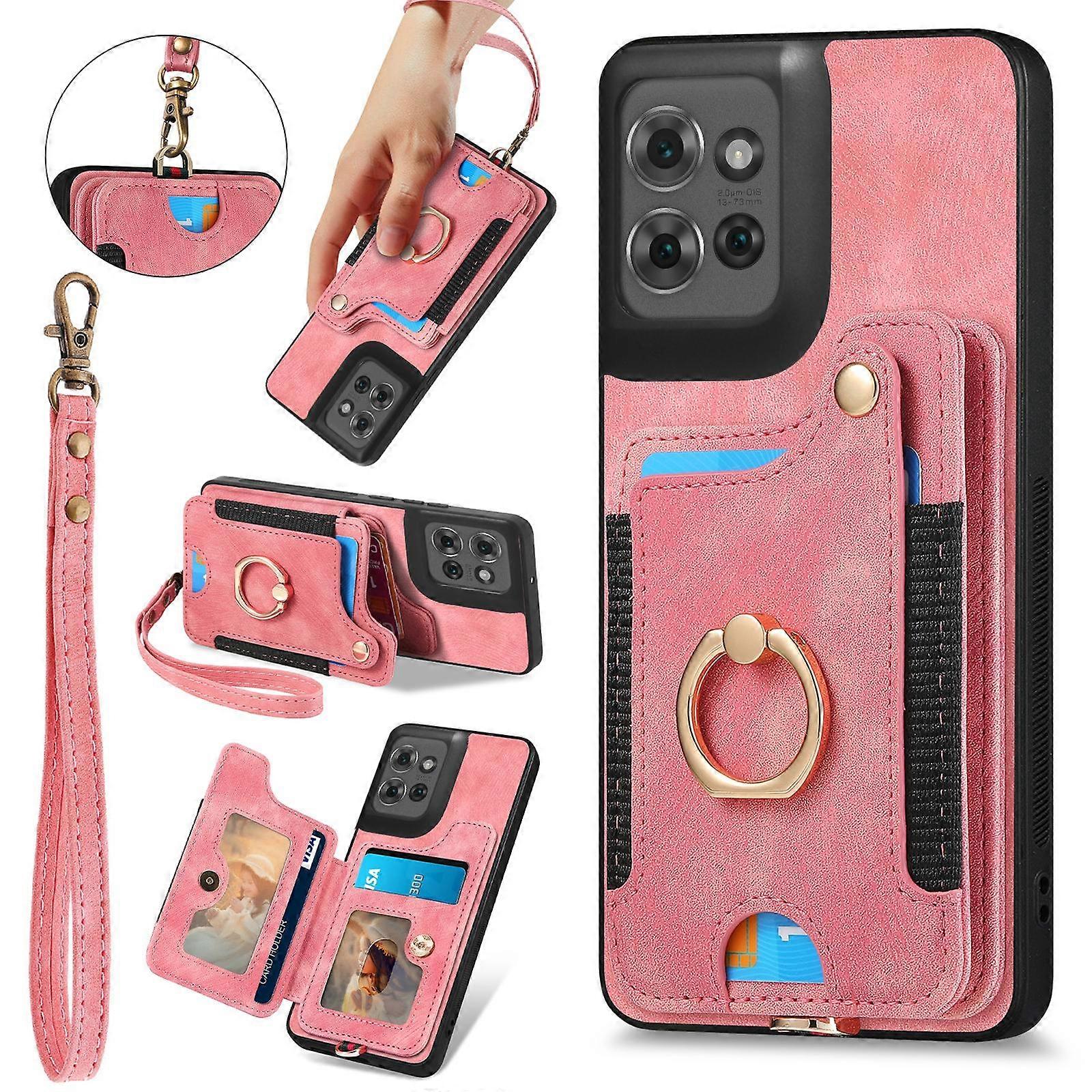 Retro Skin-feel Ring Multi-card RFID Wallet Phone Case