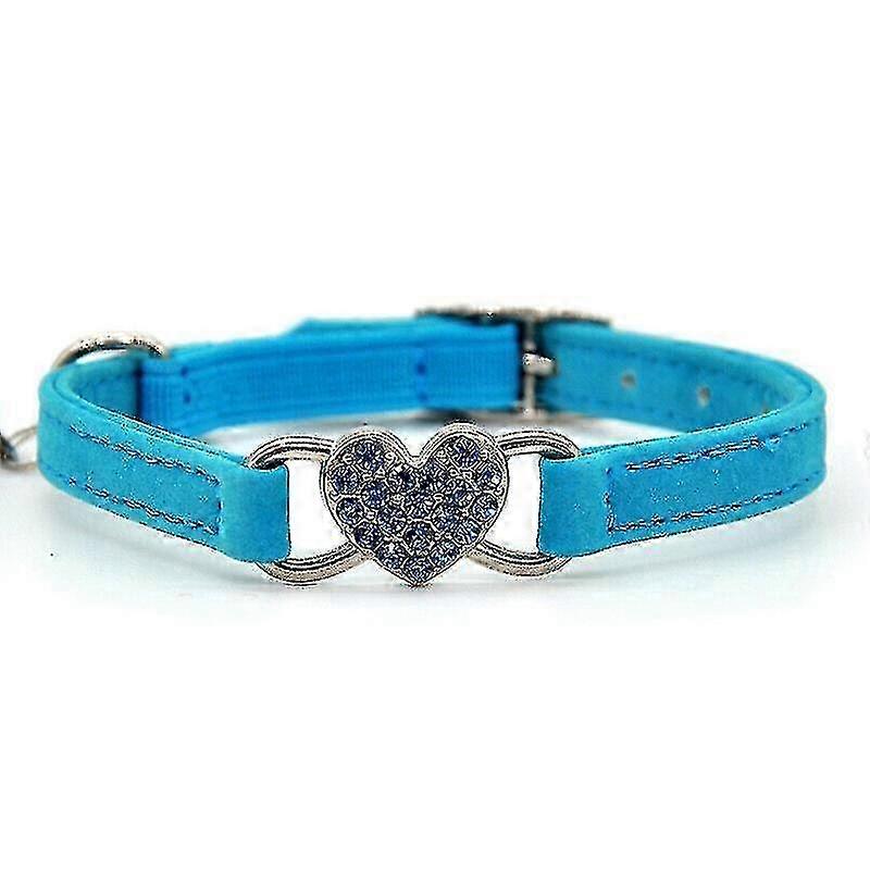 子猫用ベル付きシャイニーハートキャットカラー、レッド&ブルー、2個入り