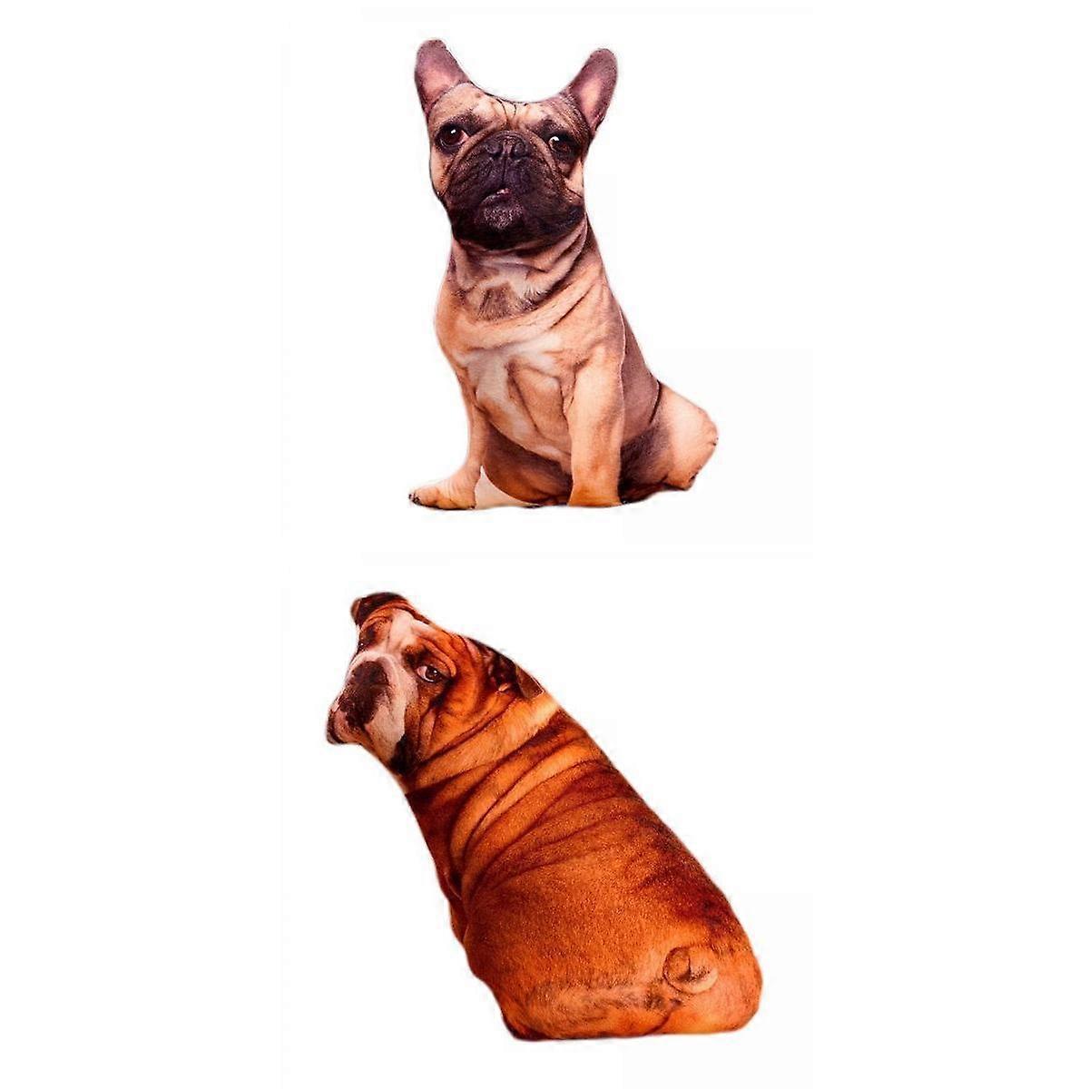 2pcs animaux chien motif coussin en peluche coussin lavable