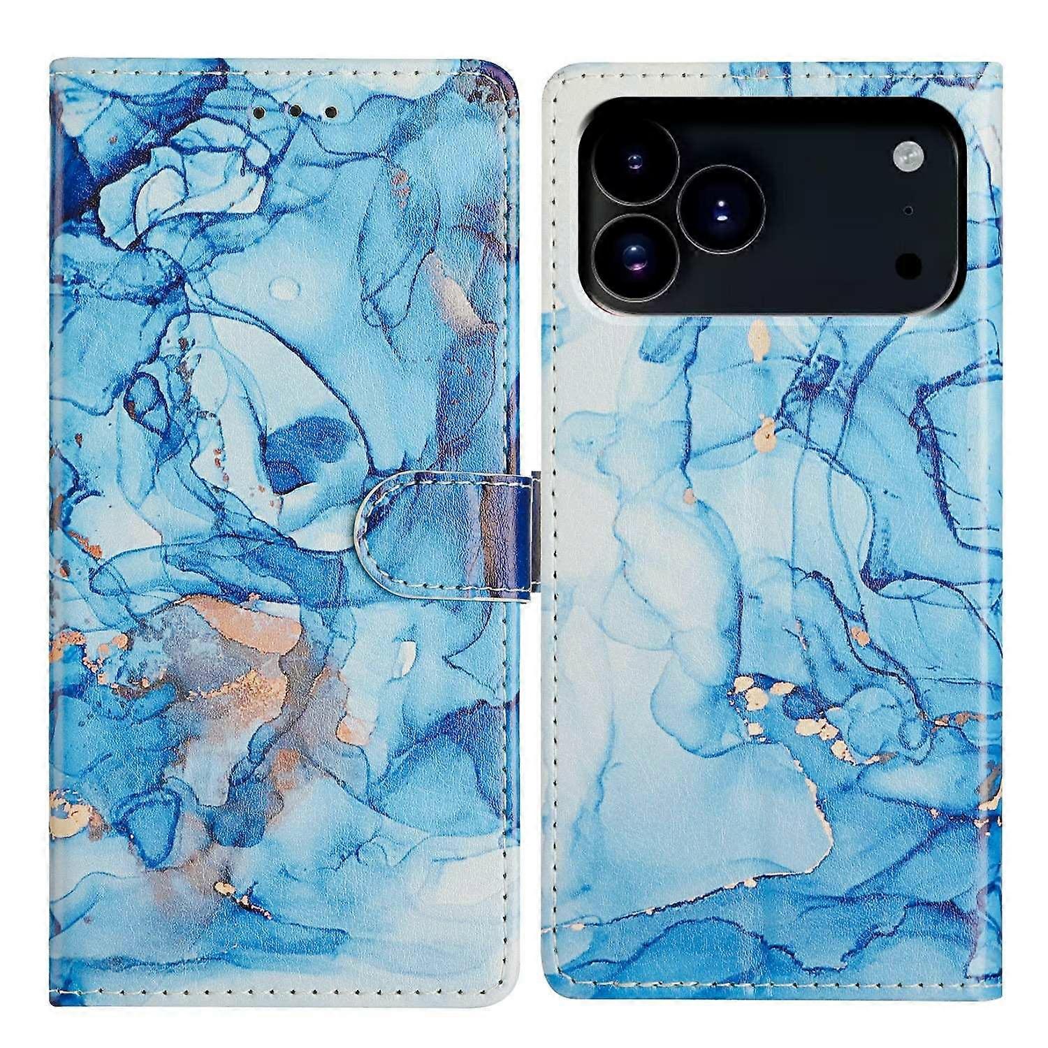 For iPhone 17 Pro Max Case Pattern Printing Wallet Stand Flip Leather Phone Cover with Strap