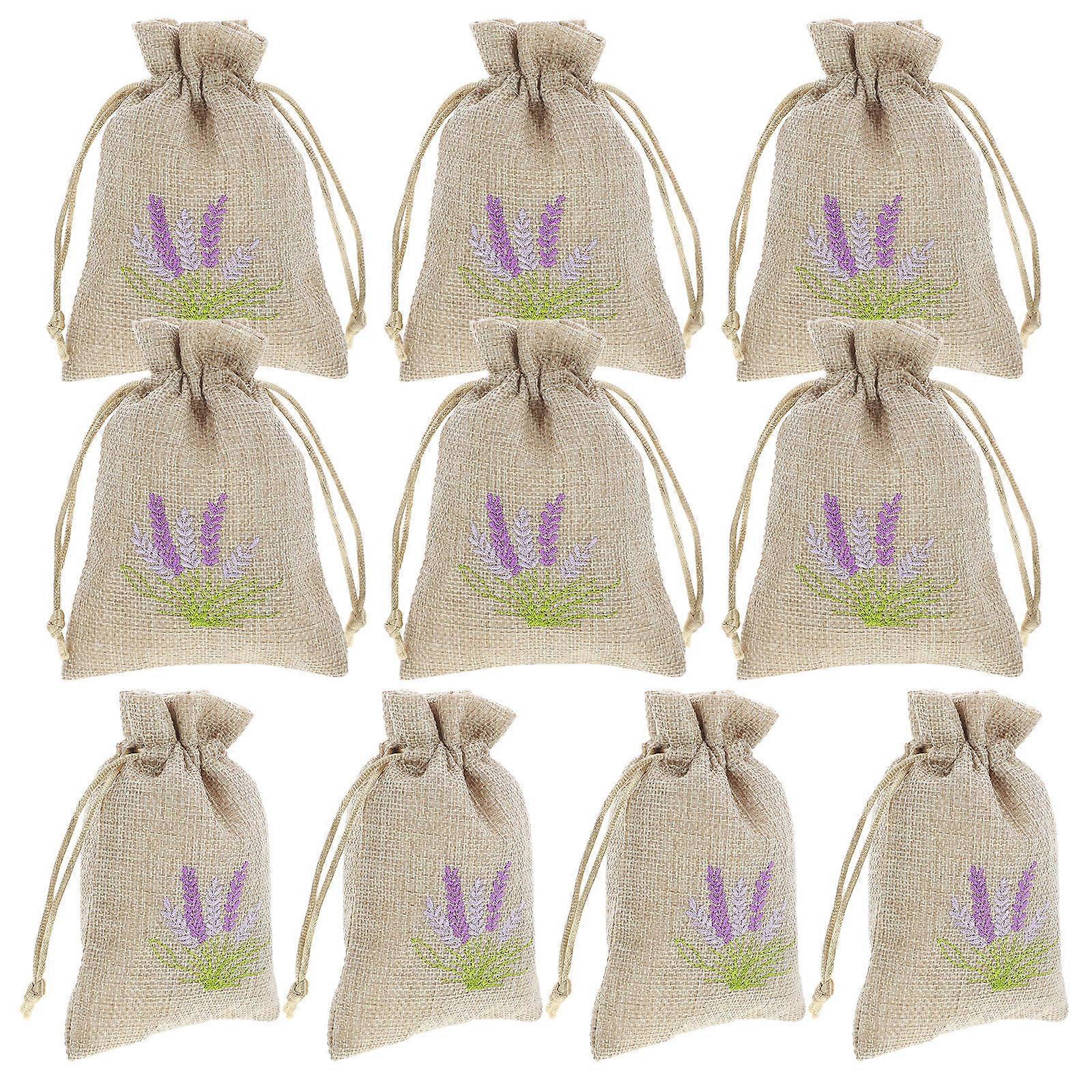 10 Pack Portable Linen Sachet Bags for Lavender & Dried Flowers – Lightweight, Refillable Drawstring Pouches for Wardrobe Freshening & Storage