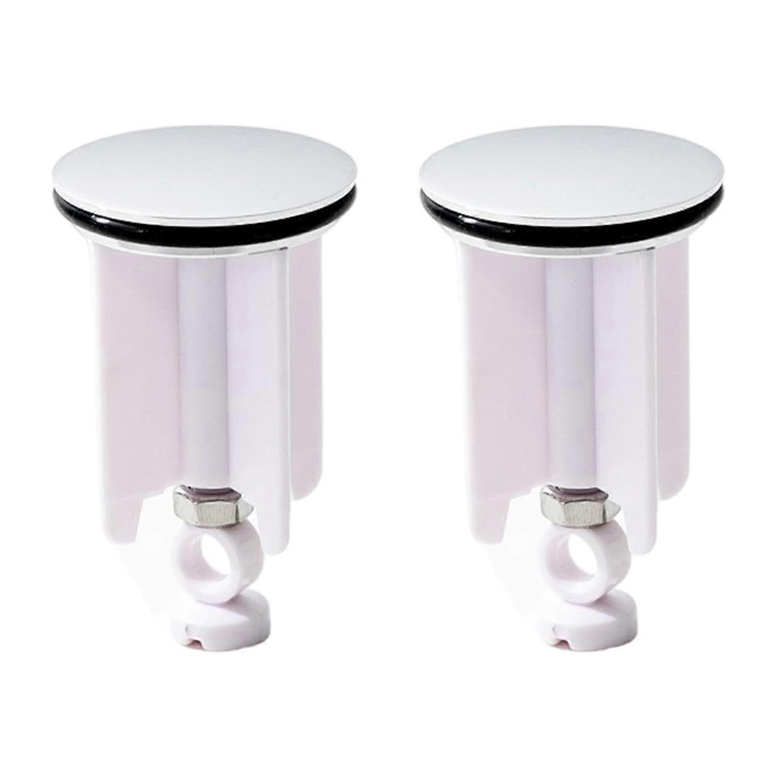 2pcs Universal Sink Stopper Adjustable Height Kitchen and Bathroom Drain Plugs White, Compatible with Standard Basins