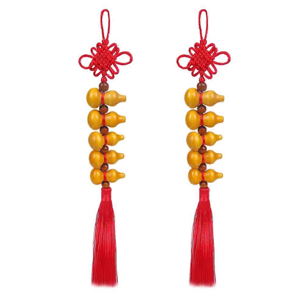 2pcs Small Peach Wood Chinese Knot Pendants for Spring Festival Party Decorations Versatile Ornament for Year Lantern Festival Banquet