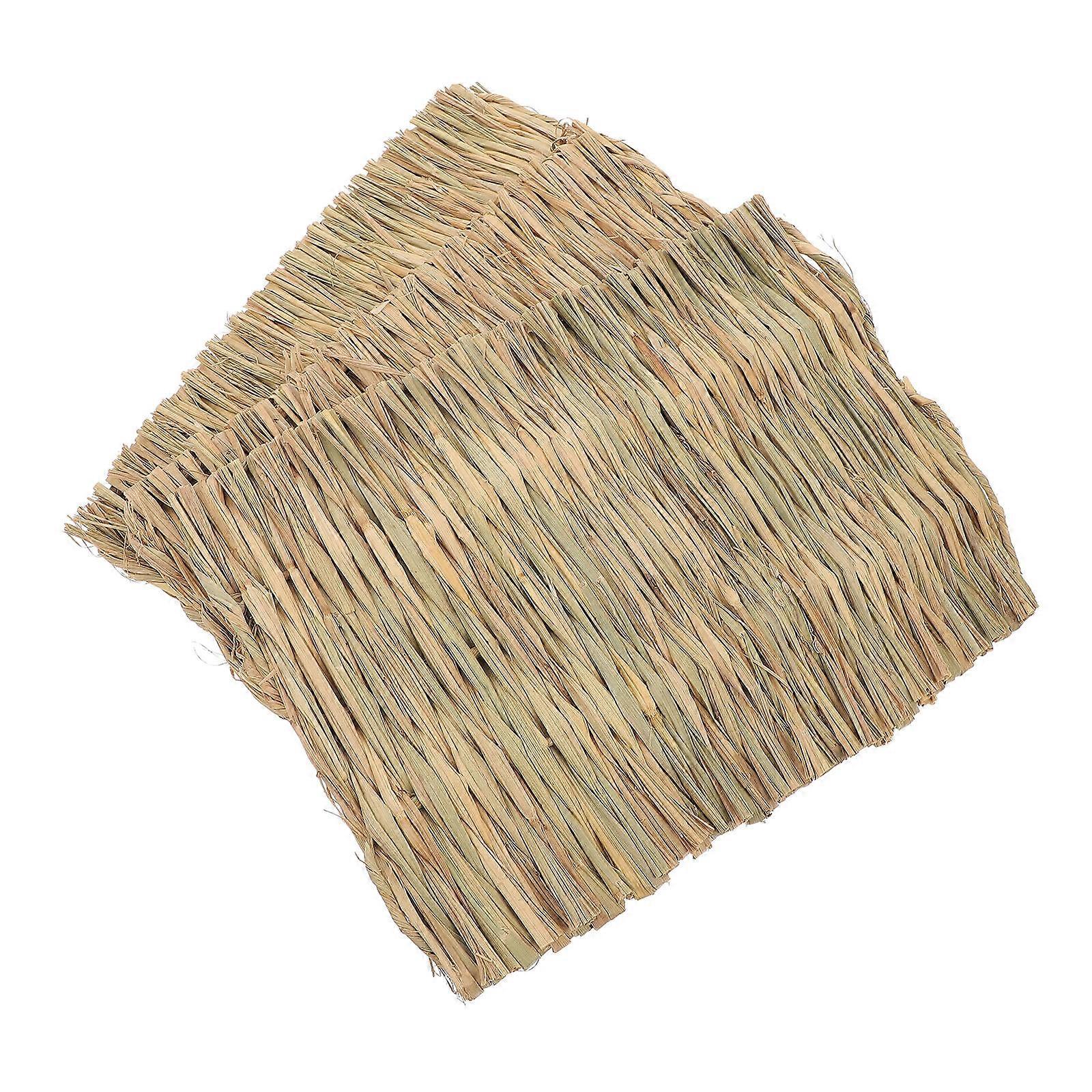 3pcs Bunny Woven Mat Durable Natural Chewing Mats for Rabbits Hamsters Birds Safe Easy to Clean Cage Liners Nesting Material