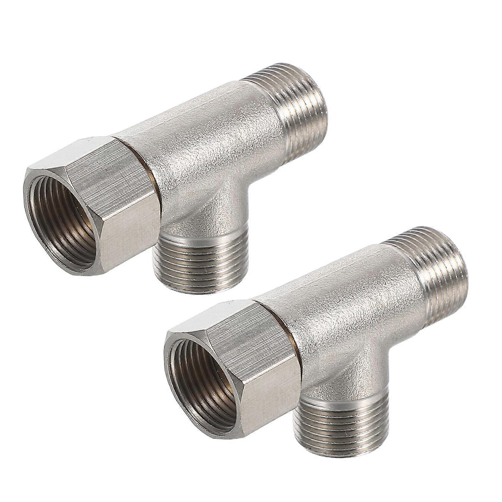 Tee Pipe Intersection Connector Copper Fitting For Household Plumbing 4.5X2.8X1.7CM Leak-Proof Connection 2Pcs