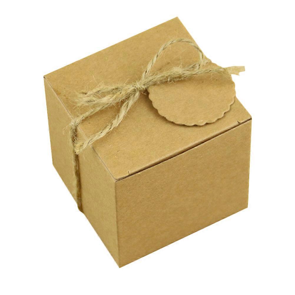Kraft Paper present Packaging Candy Boxes For Christmas Party Square Khaki 5 X 5 X 5cm 50Pcs