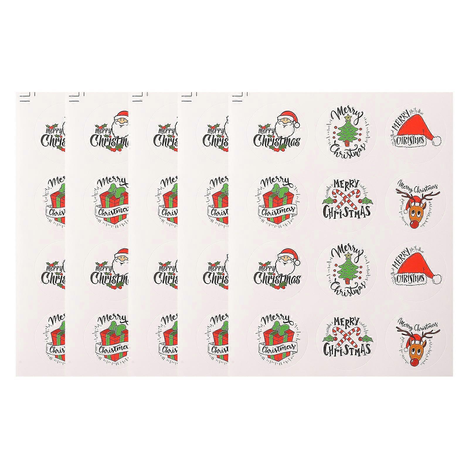 Holiday Stickers Merry Christmas Labels Self-Adhesive Sealing Sticker Square Paper 3.5x3.5cm 15 Sheets