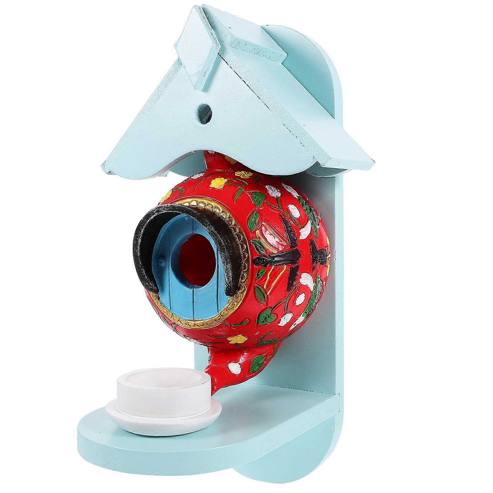 Bird Nesting Box Teapot Modeling Bird House and Feeder Colorful Resin Material Bird Nesting Box Garden 22.00X12.00X12.00cm 1 Set