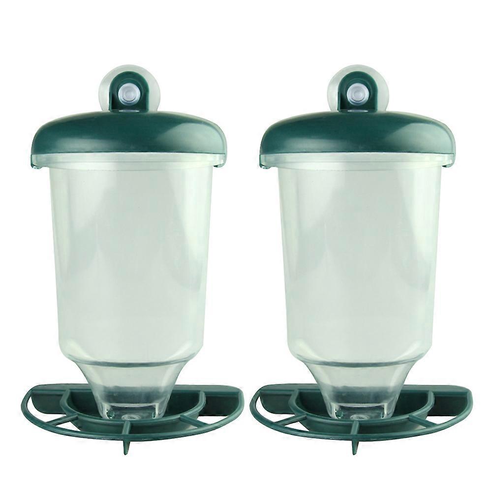 Parakeet Feeder Plastic Parrot Feeder For Bird Cage 22x14.5cm Automatic Feeding Round Shape 2Pack