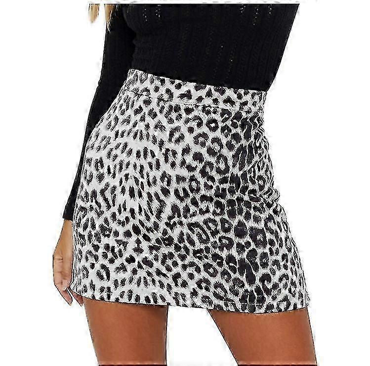 Women's Leopard Print High Waist Zipper Mini A-line Short Skirt