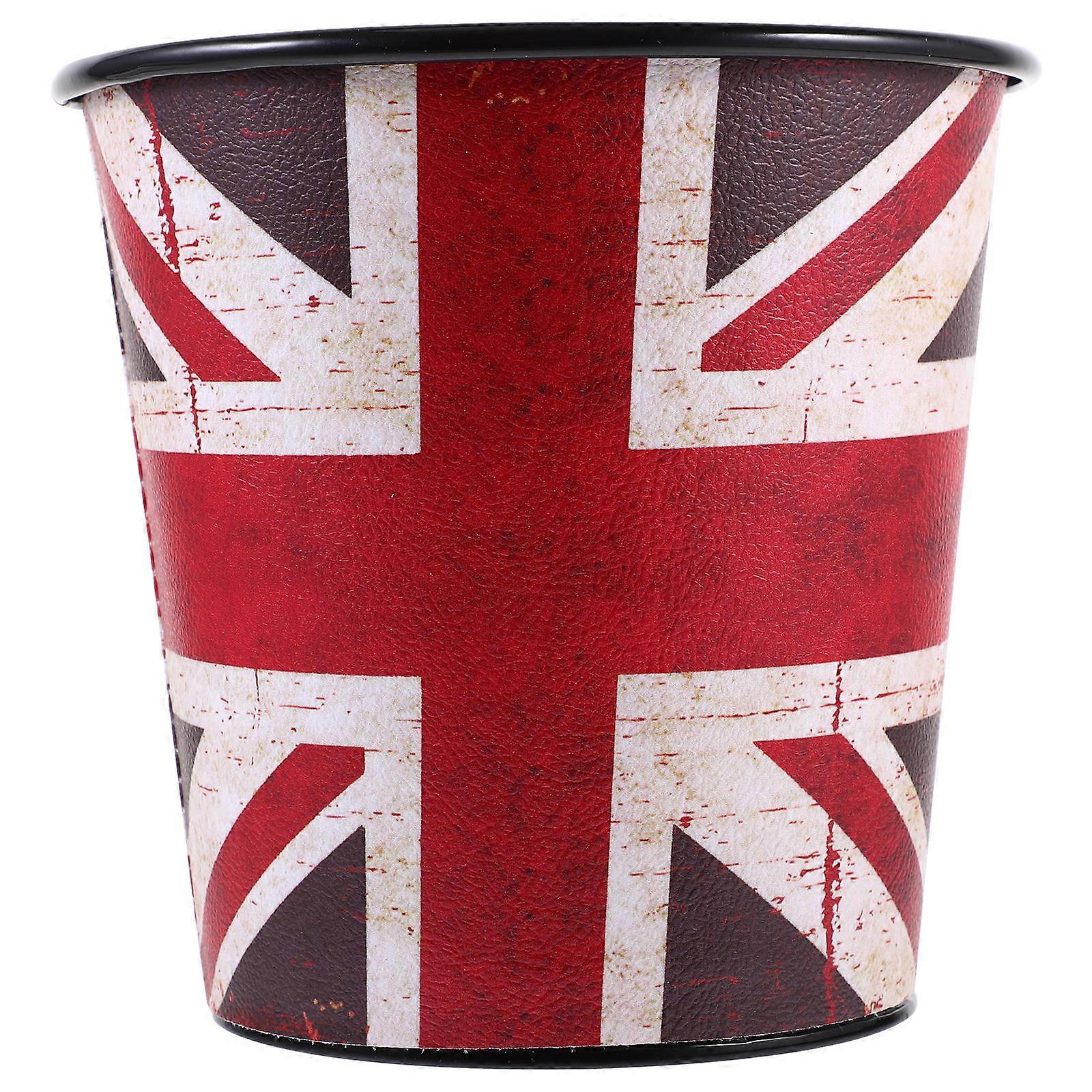 Mini Desk Trash Can Multi-Function Desk Trash Can Living Room Garbage Storage Brown Iron 1 Set