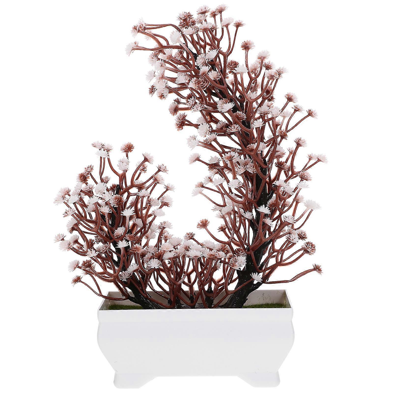 Imitation Bonsai Ornaments Small Fake Plants Space Freshness Brown Green 22.00X11.00X6.50CM 1Pack