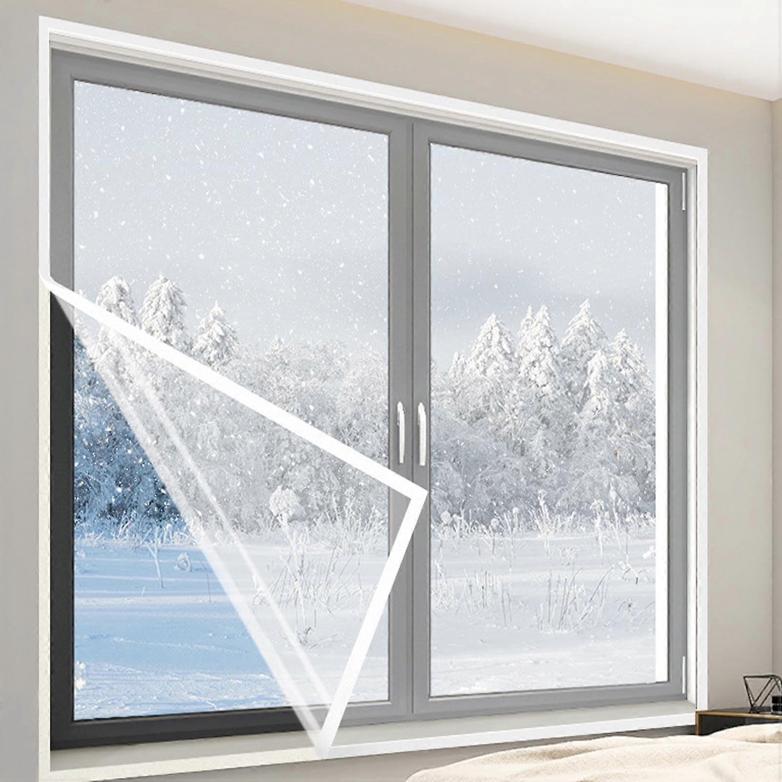 Window Insulation, Insulation Window Film, for Winter, Transparent Thermal Seal Set (120 x 280 cm)