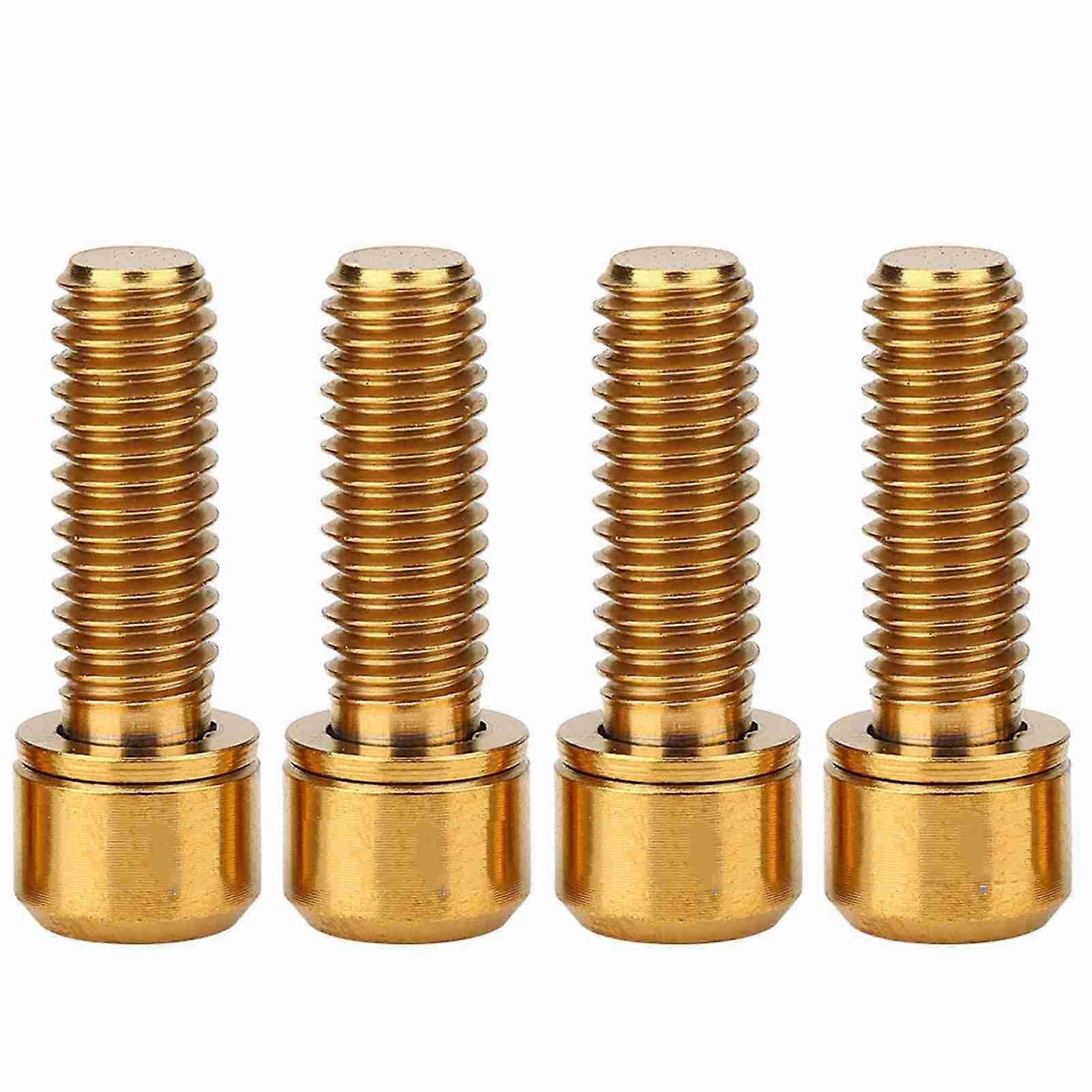 4pcs M6 x 18mm Bicycle Disc Brake Clamp Bolts Fixed Screws with Gasket (Gold)