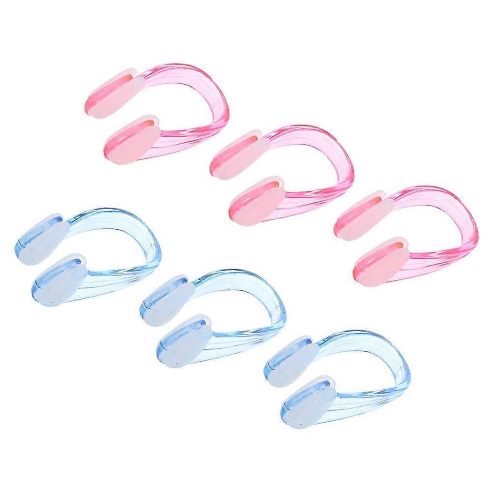 Silicone Swimming Nose Clips 6PCS Non Slip Lightweight Portable Nose Plugs for Adults Pool Use Blue Pink