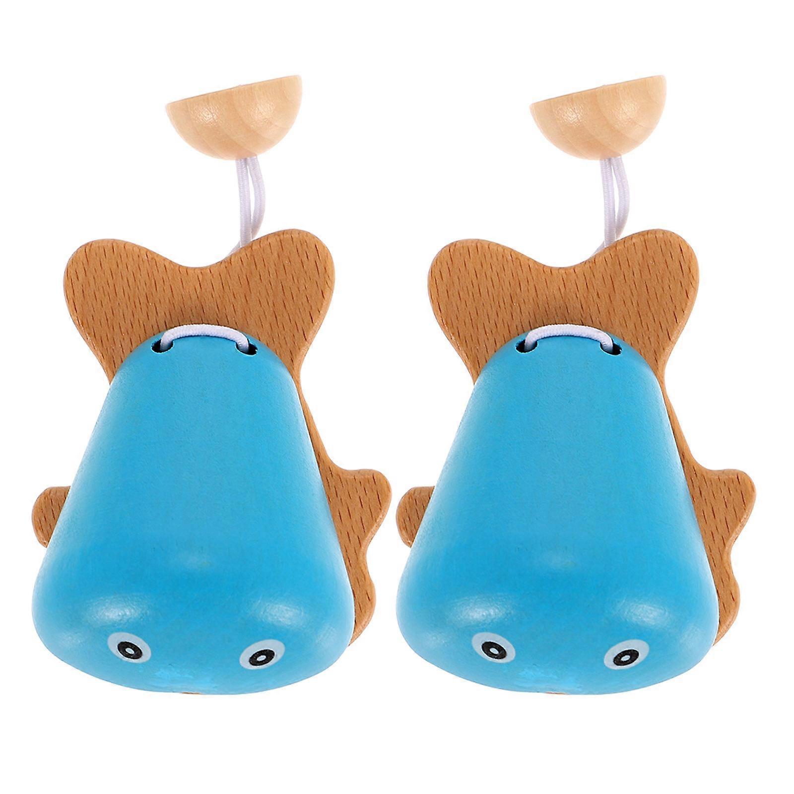 Toys for Early Education Wear-Resistant Kids Castanet Blue 8.3x6.5x5.5cm Hand-Eye Coordination 2Pack