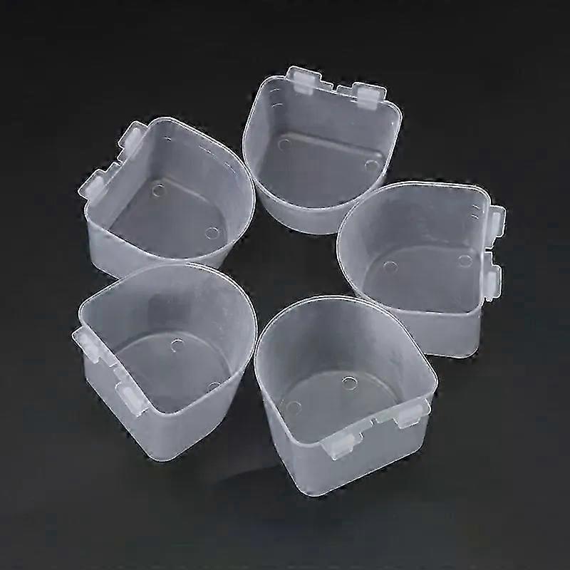 5 PCS / Set Parrot Bird Hamster Flat Bottom Feeding Cup Hanging Drinking Bowl Tools