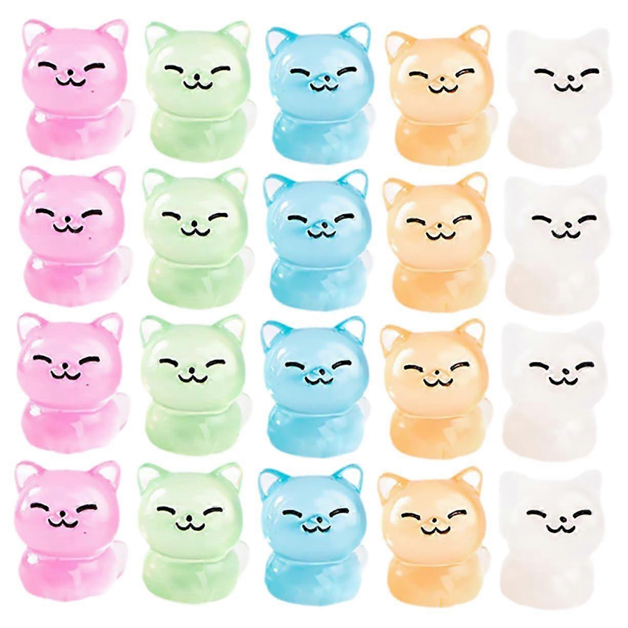 Glow In The Dark Mini Cat Figures Resin Pack Of 30 Small Decorative Kitten Statues For Party Decor