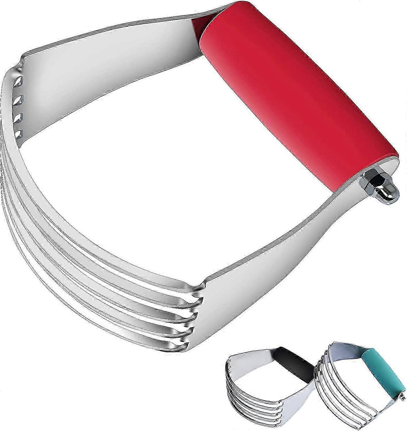 Dough Blender, Professional Pastry Cutter with Heavy Duty Stainless Steel Blades, Medium Size, Red