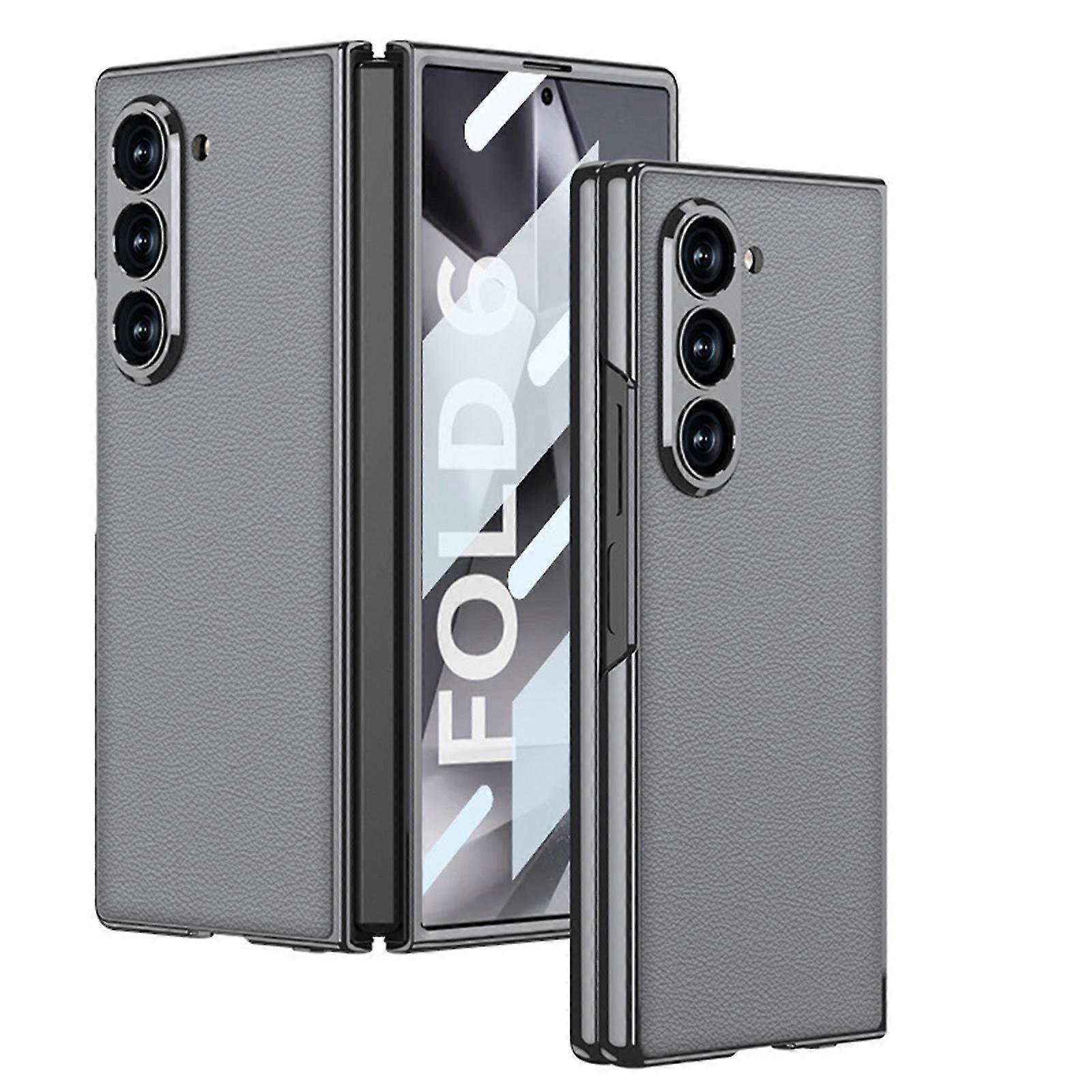PU Case for Z Fold 6, Z Fold 6 Case Ultra-Thin Tempered Glass Phone Case, Protective Cover for Samsung Galaxy Z Fold 6 5G