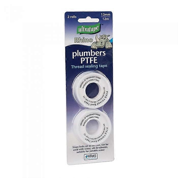 Ultratape Rhino Plumbers PTFE Thread Sealing Tape 12mm x 12m 2pk