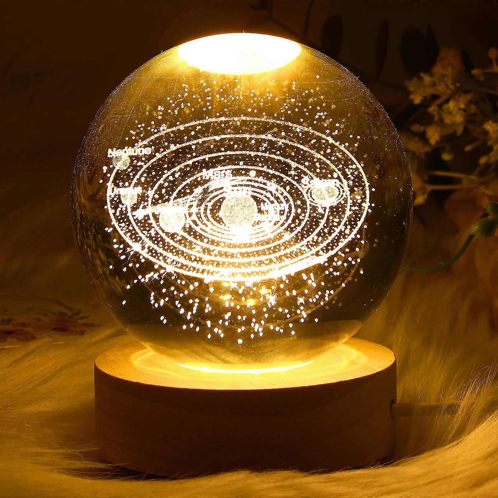 Crystal Ball Light 3D Inner Carved Table Lamp Decorative Light