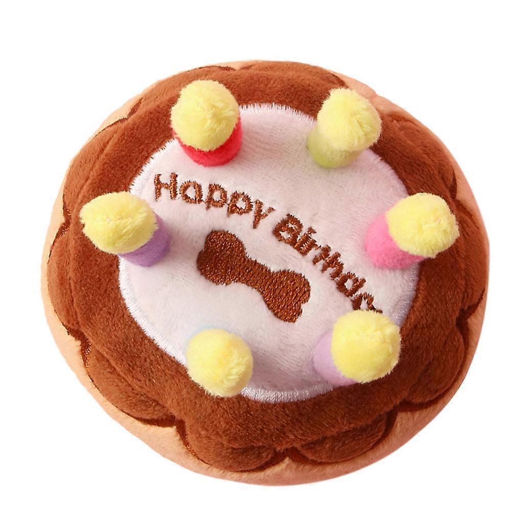 Present Puppy Toy Dog Birthday Cupcake Sound Making Training 10x10cm Coffee