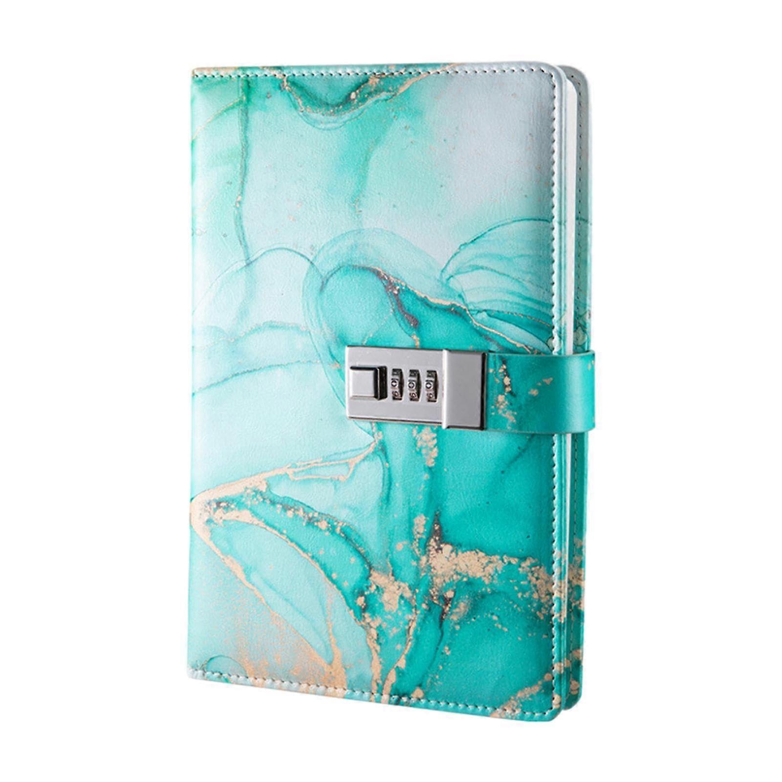 Lockable Diary with Password, A5 Leather Journal, Thick PasswordProtected Notebook, Sealed Diary for Teen Girls, Turquoise